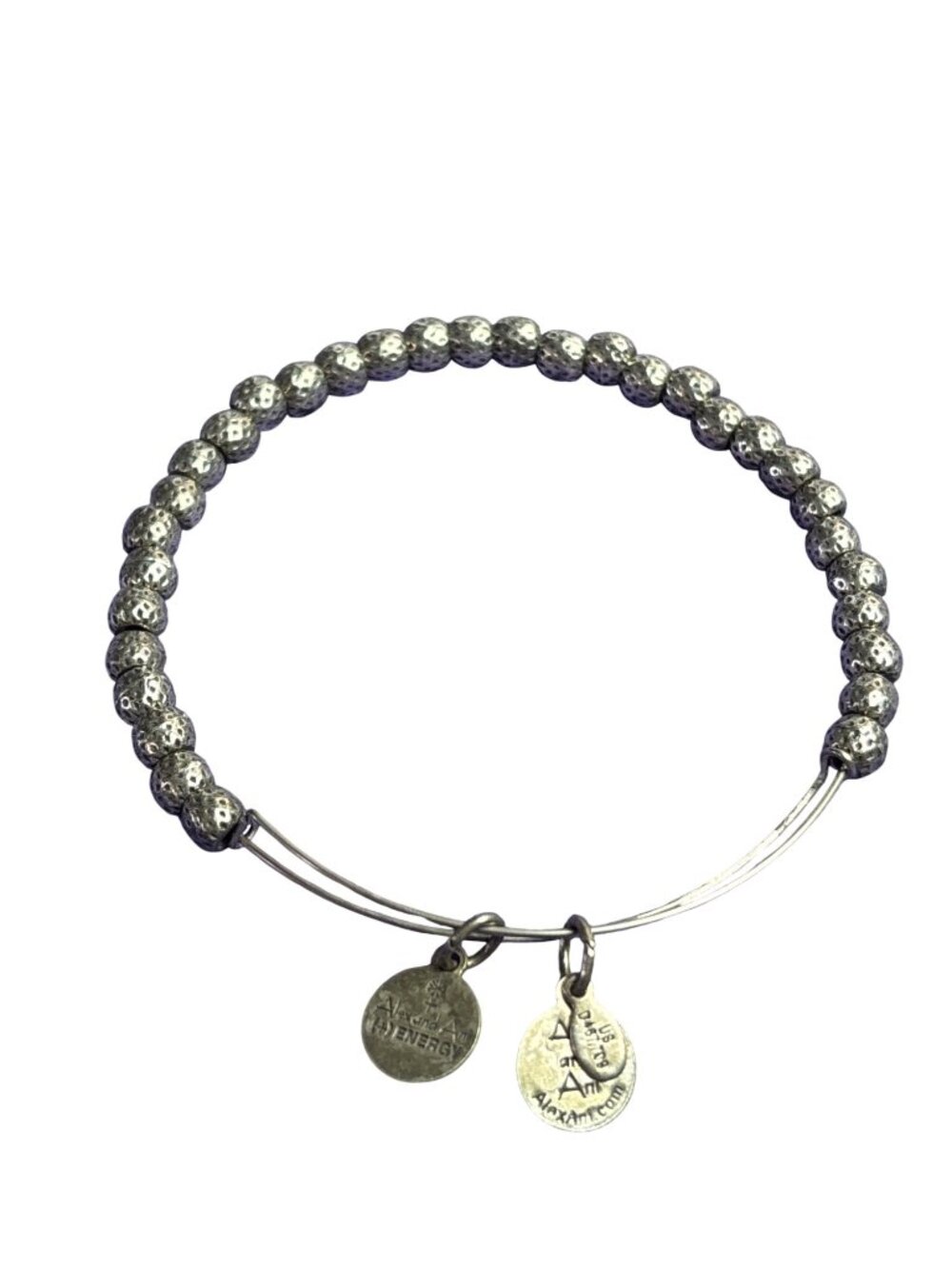 Alex and Ani Nile Beaded Expandable Bangle Bracelet Silvertone